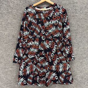 LK Luv Dress Women M Medium Black Floral Mini Short Long Sleeve Round Neck